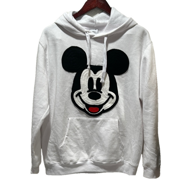 Disney Sweaters - DISNEY White Hoodie with Black Mickey Mouse Design size L GUC